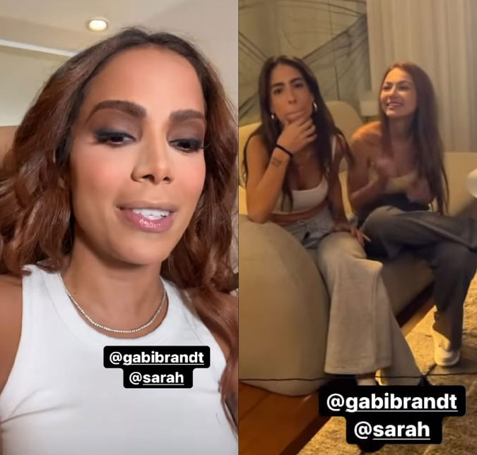 Gabi Brandt e Sarah Poncio encontram Anitta em Los Angeles: <i>- Botou o cropped!</i>