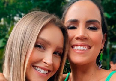 Grávida, Pérola Faria faz chá de revelação e tem nome do bebê revelado por Carla Diaz