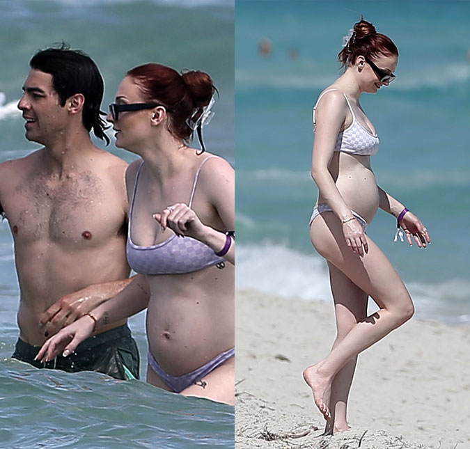 Sophie Turner é fotografada de biquíni e barriguinha indica nova gravidez; veja!