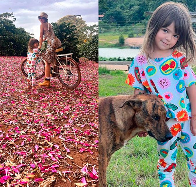 Se não for para explodir o termômetro da fofura, a família Sato-Nagle nem usa as redes sociais! No dia 2 de fevereiro, Sabrina Sato encantou a web ao abrir o álbum de fotos de um passeio para lá de especial com a filha, Zoe, de três anos. Nos cliques, as duas apareceram curtindo o dia em uma fazenda, andando de bicicleta e se divertindo com o cachorro. Zoe, é claro, esbanjou simpatia e fez pose para todas as fotos. Minha paz, escreveu a apresentadora. Fofas, né?! A seguir, veja outros momentos dessa família reunida!