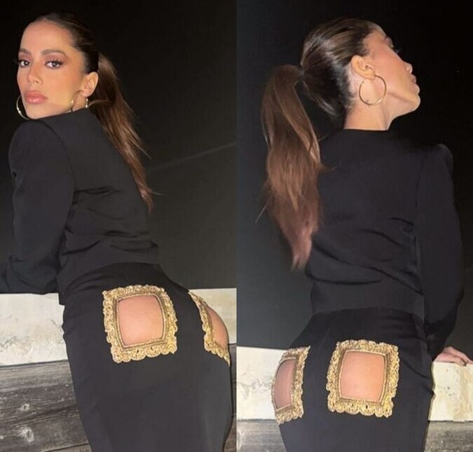 Anitta aposta em saia com recortes no bumbum para curtir noite em Paris