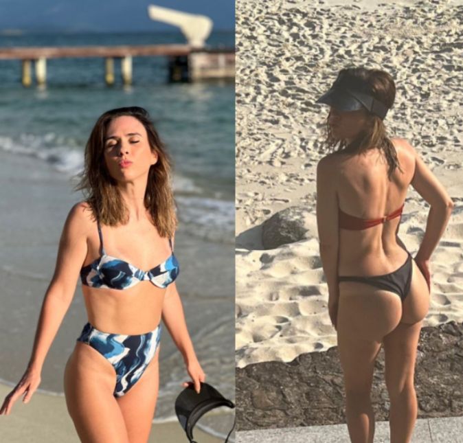 Tatá Werneck resolveu mostrar em suas redes sociais alguns diferentes biquínis que anda usando durante os dias quentes do Rio de Janeiro. O primeiro foi um com um misto de cores entre branco, azul marinho e azul claro com a calcinha de cintura alta. A apresentadora até chegou a brincar nas redes sociais que a tia não acertava as posição de suas fotos, mas uma coisa é certa, a gente sabe que Tatá acertou foi na escolha deste modelito. Já na segunda publicação, a humorista apareceu de costas para a câmera ostentando uma calcinha fio-dental preta de biquíni e a parte superior vermelha. Vamos combinar que nos dois looks ela mandou super bem, né!? Tatá Werneck resolveu mostrar em suas redes sociais alguns diferentes biquínis que anda usando durante os dias quentes do Rio de Janeiro. O primeiro foi um com um misto de cores entre branco, azul marinho e azul claro com a calcinha de cintura alta. A apresentadora até chegou a brincar nas redes sociais que a tia não acertava as posição de suas fotos, mas uma coisa é certa, a gente sabe que Tatá acertou foi na escolha deste modelito. Já na segunda publicação, a humorista apareceu de costas para a câmera ostentando uma calcinha fio-dental preta de biquíni e a parte superior vermelha. Vamos combinar que nos dois looks ela mandou super bem, né!?