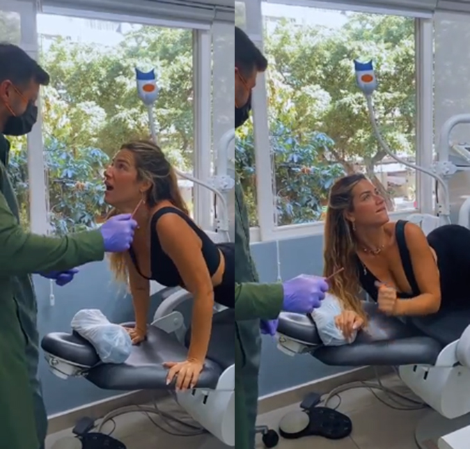 Giovanna Ewbank faz coreografia de <i>Envolver</i>, da Anitta, na cadeira do dentista; confira!