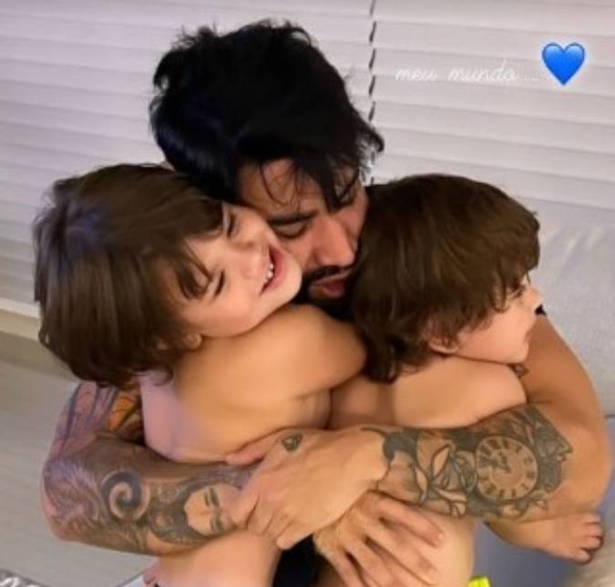 Andressa Suita compartilha clique de Gusttavo Lima com filhos após cantor passar mal