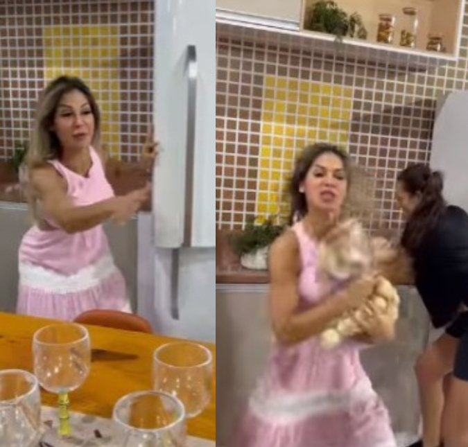 Maíra Cardi brinca em vídeo e invade <I>BBB22</i> para tirar pão de Arthur Aguiar