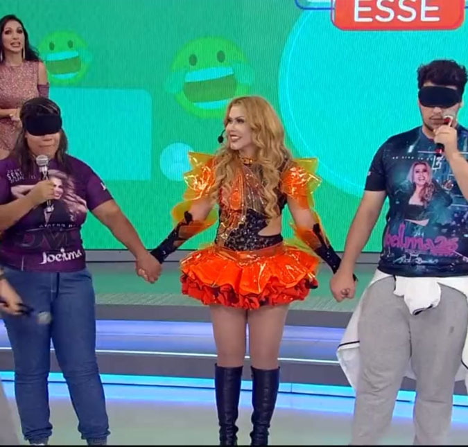 Com ajuda de Rico Melquíades, Joelma participa de brincadeira no <i>Hora do Faro</i> e surpreende dois fãs