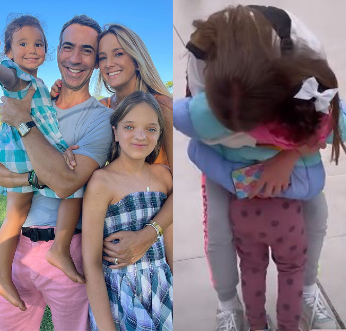 Ticiane Pinheiro e a filha caçula surpreendem Rafa Justus na saída escola e encantam a <i>web</i>