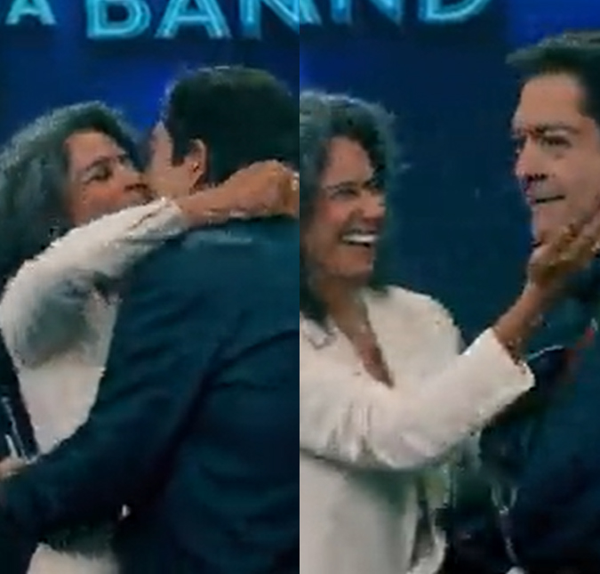 Faustão ganha beijo na boca de Simone durante programa: <i>Uma recepção dessas</i>