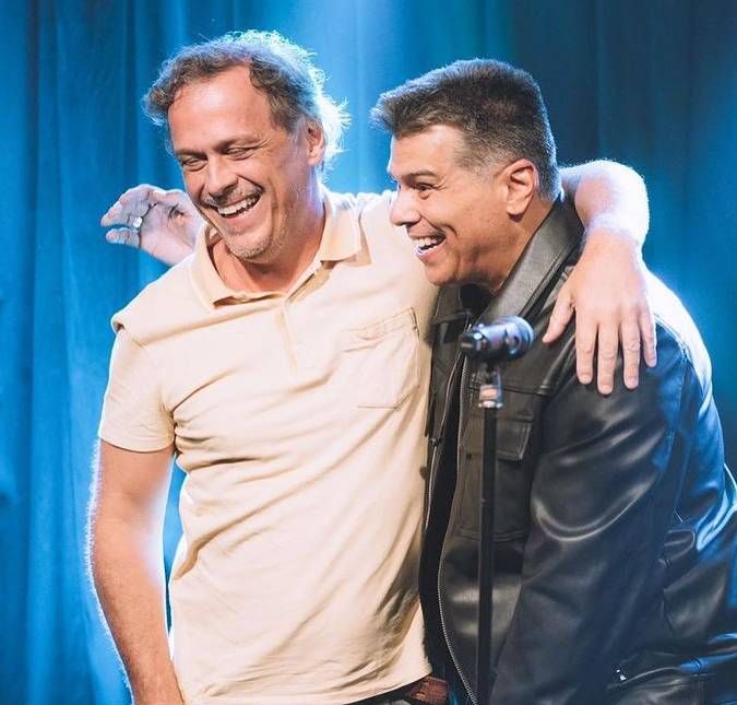 Os atores se encontraram na gravação do show de Maurício