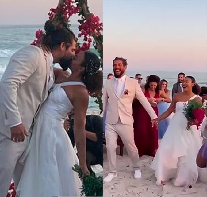 Sheron Menezzes e Paulo Camelo se casam em praia de Saquarema Os dois estão juntos já dez anos e são pais de Benjamin, de quatro anos de idade