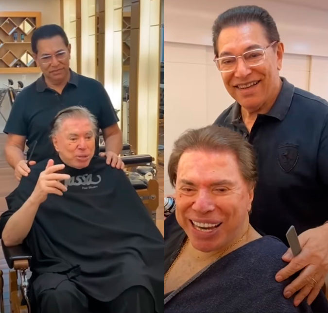 Preparado para o retorno ao <i>SBT</I>, Silvio Santos tinge o cabelo e mostra antes e depois: <i>- Melhor que operação plástica</i>