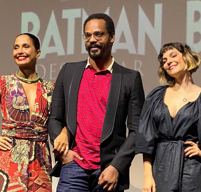 Camila Pitanga, Tainá Müller e Rocco Pitanga passam sufoco antes de coletiva e situação diverte: <i>30 minutos presos no elevador</i>