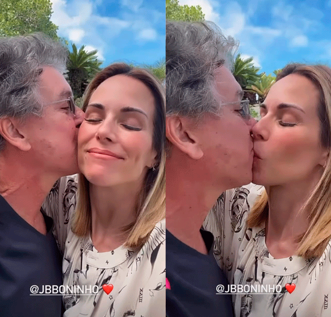 Ana Furtado celebra cura da Covid-19 com beijo em Boninho: -<i>Que saudades que eu estava de você</i>