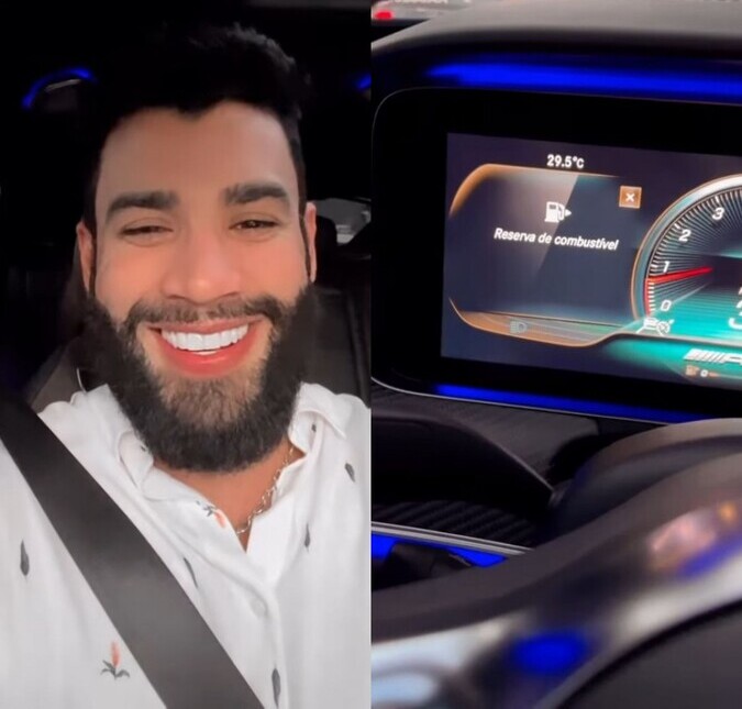 Gusttavo Lima quase fica sem gasolina em carro de mais de um milhão de reais e reclama do preço do combustível