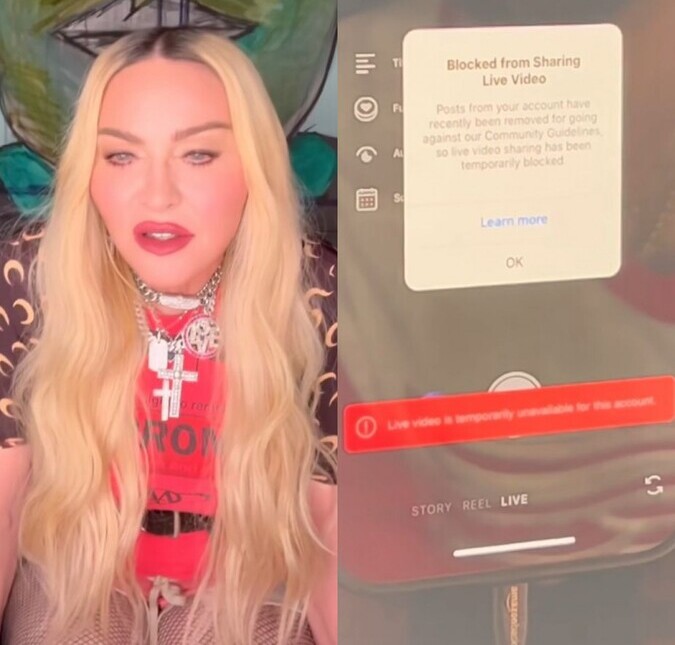 Madonna é bloqueada em <i>live</i> no <i>Instagram</i> e desabafa: <i>Nunca usei tanta roupa</i>