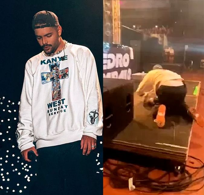 Pe-dro, Sam-pai-o, vai... e ele foi! O cantor levou um baita susto ao escorregar e cair no palco durante a abertura de um show em Curitiba, no Paraná. Apesar de ter batido a cabeça e as duas canelas, ele passa bem e não teve nenhuma lesão grave. Inclusive, Pedro até compartilhou o vídeo do tombo nas redes sociais e tranquilizou os fãs: Amém, que não aconteceu nada grave. Já agradeci muito. Nada é por acaso. Olha o moletom que eu escolhi usar no show, o símbolo da cruz trazendo proteção. Eu poderia ter me machucado feio, bati a cabeça e as duas canelas, mas não deu nada! Levantei e continuei o show! Estou bem. A seguir, veja outros famosos que já passaram por perrengues nas performances.