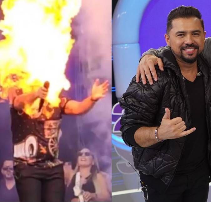 O cantor foi queimado por uma labareda de fogo durante apresentação em São Paulo