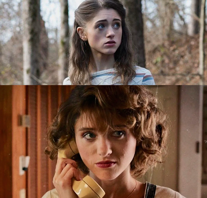 A irmã de Mike, Nancy, é interpretada pela atriz Natalia Dyer, e mudou bastante conforme as temporadas. No início da série, a garota apresentava um visual todo romântico com cabelo comprido, enquanto na segunda e terceira ela decidiu passar a tesoura nas madeixas. Já na quarta temporada, indo na onda dos anos 1980, época em que a série se passa, Nancy surge com os cabelos mais armados e expressão adulta.