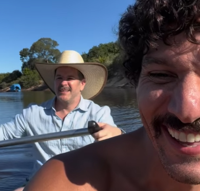 Guito compartilha bastidores de <I>Pantanal</i> e mostra Murilo Benício remando barco