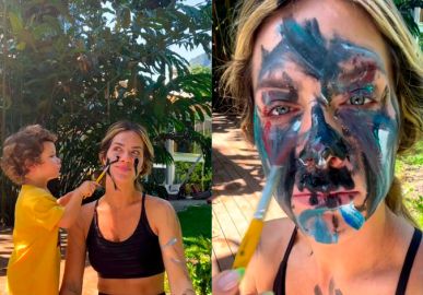 Giovanna Ewbank exibe pintura no rosto feita pelo caçula, Zyan: <i>- Arte abstrata</i>
