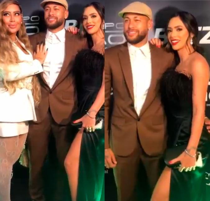 Neymar Jr. leva namorada e irmã em premiação no Rio de Janeiro