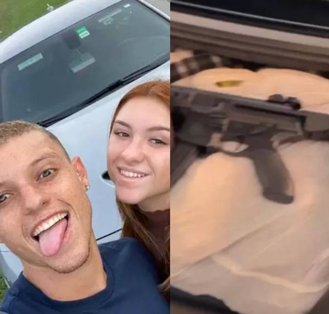 Filha de Gugu Liberato mostra arma do namorado no porta-malas durante viagem pelos Estados Unidos