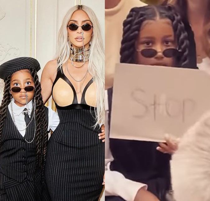 North West, filha de Kim Kardashian, pede para não ser fotografada durante evento de moda
