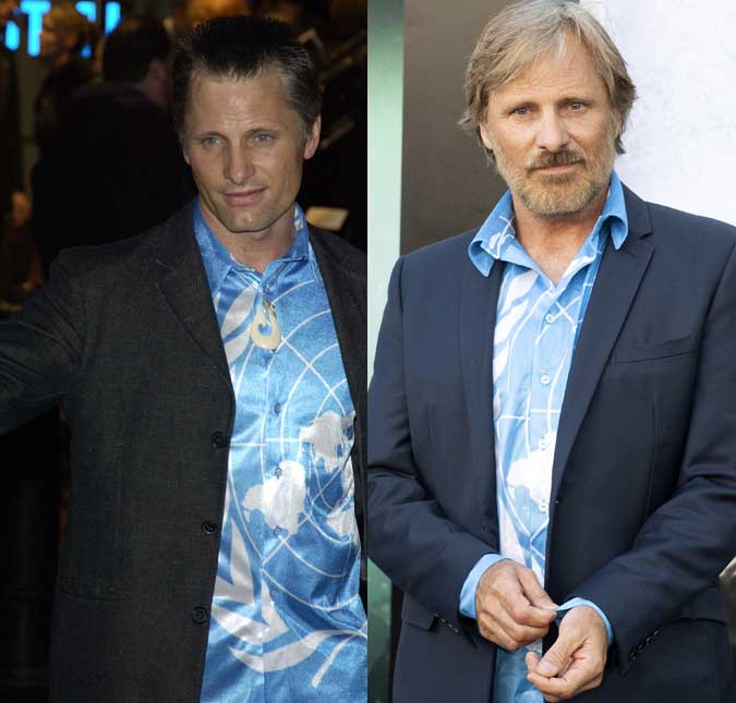 Após 20 anos, Viggo Mortensen repete camisa da estreia de <i>O Senhor dos Anéis</i> para première de <i>Treze Vidas - O Resgate</i>