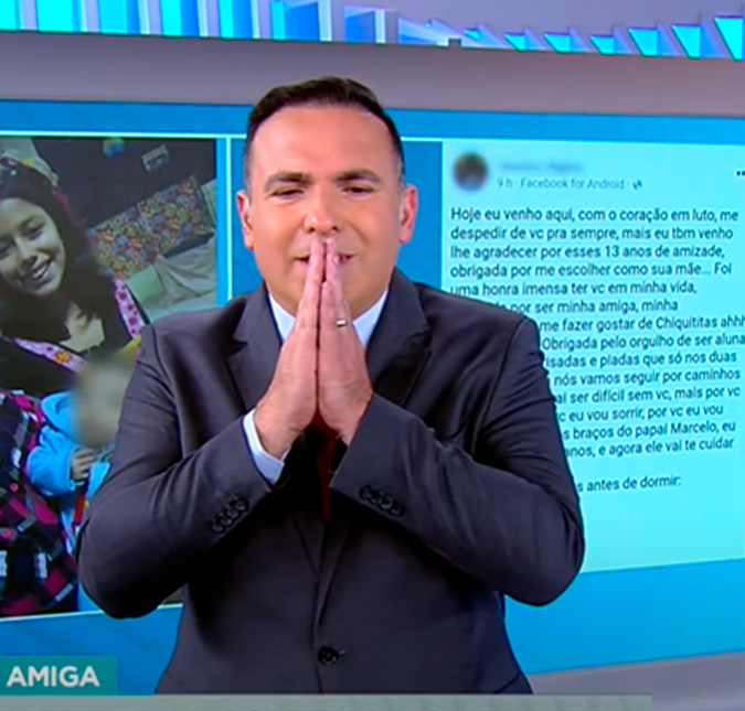 Reinaldo Gottino se emociona ao vivo ao ler notícia dramática
