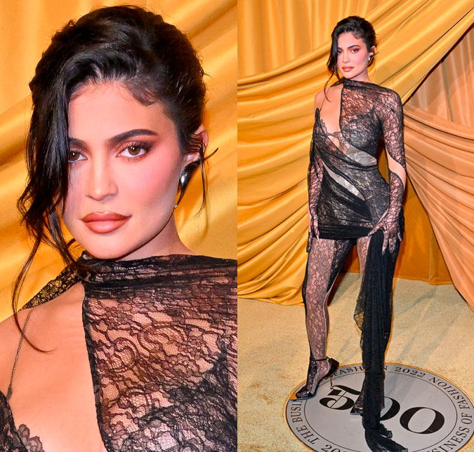 Kylie Jenner arranca suspiros ao usar vestido com transparência em Paris