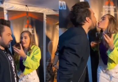 Fernando Zor dá selinho em repórter nos bastidores de <i>show</i> e dispara: <i>Não foi na intenção de provocar ninguém</i>