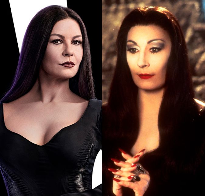 Catherine Zeta-Jones assumiu o posto de Anjelica Huston no papel de Mortícia Addams, a mãe de Wandinha. Seguindo a mesma premissa do enredo original, a personagem surgiu com as longas madeixas, figurino dark - e claro, o batom escuro.