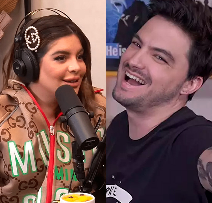 Após flertes e brincadeiras, Gkay e Felipe Neto se beijam ao vivo; veja