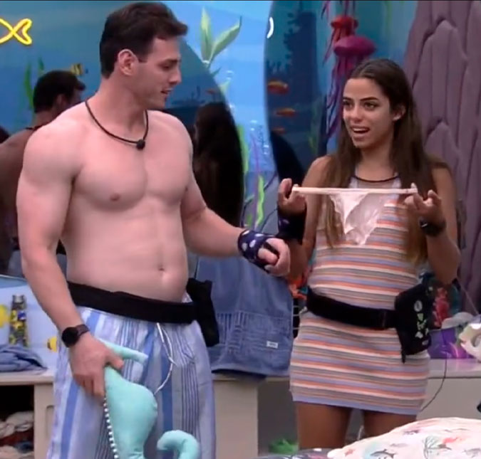 No <i>BBB23</i>, Key escolhe <i>calcinha bege de velha</i> para Gustavo não tocar nela e <i>brother</i> rebate: <i>- Eu não beijo calcinha</i>