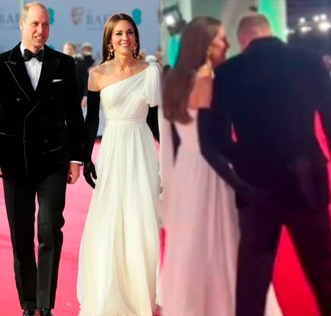 Não gostou da brincadeira? Kate Middleton é ignorada por Príncipe William após dar tapinha no bumbum do marido no meio do <i>BAFTA 2023</I>