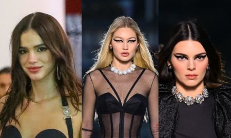 Bruna Marquezine, Gigi Hadid, Kendall Jenner... Confira os <i>looks</i> de quem marcou presença no desfile da <i>Versace</i>