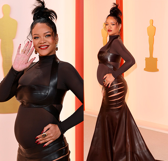 Rihanna exibe barrigão de gravidez no <I>Oscar 2023</i>