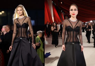 Lady Gaga escolhe para o <I>Oscar</I> vestido usado por Gigi Hadid em desfile. Confira os famosos que já repetiram roupas por aí