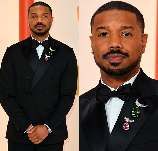 No <I>Oscar 2023</i>, Michael B. Jordan chama a atenção ao usar broches de um milhão de reais