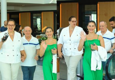Aos 88 anos de idade, Renato Aragão surge ao lado da esposa e da filha no Rio de Janeiro