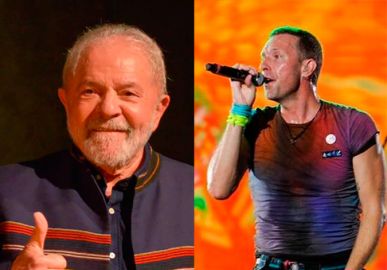 Chris Martin, do <I>Coldplay</i>, presenteia Lula com violão autografado
