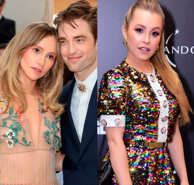 Internautas comparam namorada de Robert Pattinson com atriz brasileira após ator levá-la ao <I>MET Gala 2023</i>: <I>A Carla Diaz do multiverso</i>