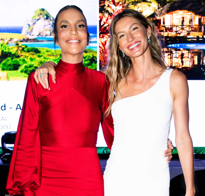 Ivete Sangalo e Gisele Bündchen posam juntas em baile de gala promovido pela modelo