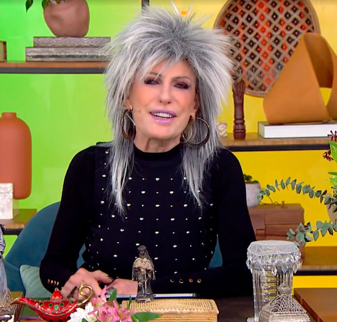 Ana Maria Braga surge com peruca de rockeira para homenagear Tina Turner