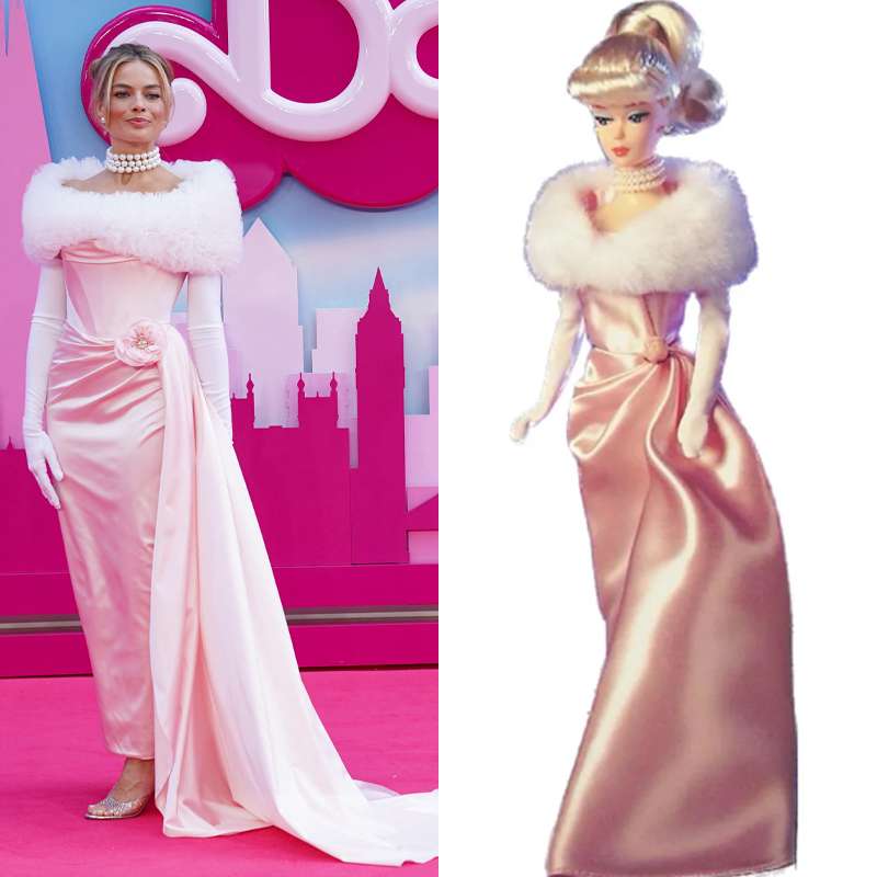 Roupas Vestido da Boneca Barbie Novo Filme 2023 Margot Robbie Kit  5(1vestido Xadrez Rosa rodado, 1vestido curto com short e chapéu, 1Maiô  listado, 1conjunto listado Ken, 1conjunto vermelho/azul Ken em Promoção na