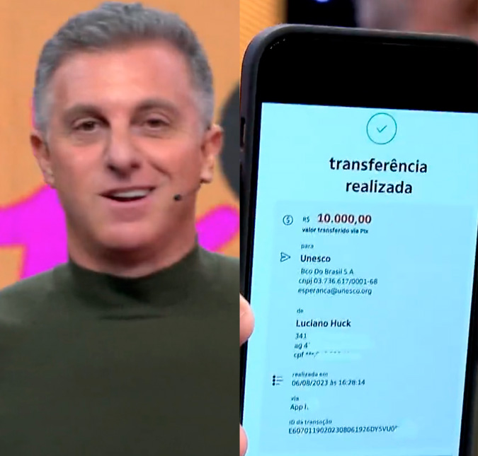 Luciano Huck faz <I>pix</i> para <I>Criança Esperança</i> e exibe <I>print</i> com o valor