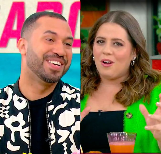 Tati Machado brinca sobre encontro de Gil do Vigor com Cauã Reymond (e o ex-<i>BBB</i> fica tímido!)