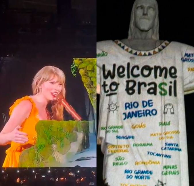 Taylor Swift achou que homenagem no Cristo Redentor era photoshop de tão legal Uma projeção foi feita no patrimônio cultural com referências da música You Belong To Me
