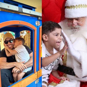 Murilo Huff leva o filho para conhecer o Papai Noel e encanta. Confira os melhores momentos do cantor com Léo
