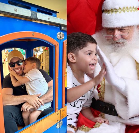 Murilo Huff leva o filho para conhecer o Papai Noel e encanta. Confira os melhores momentos do cantor com Léo